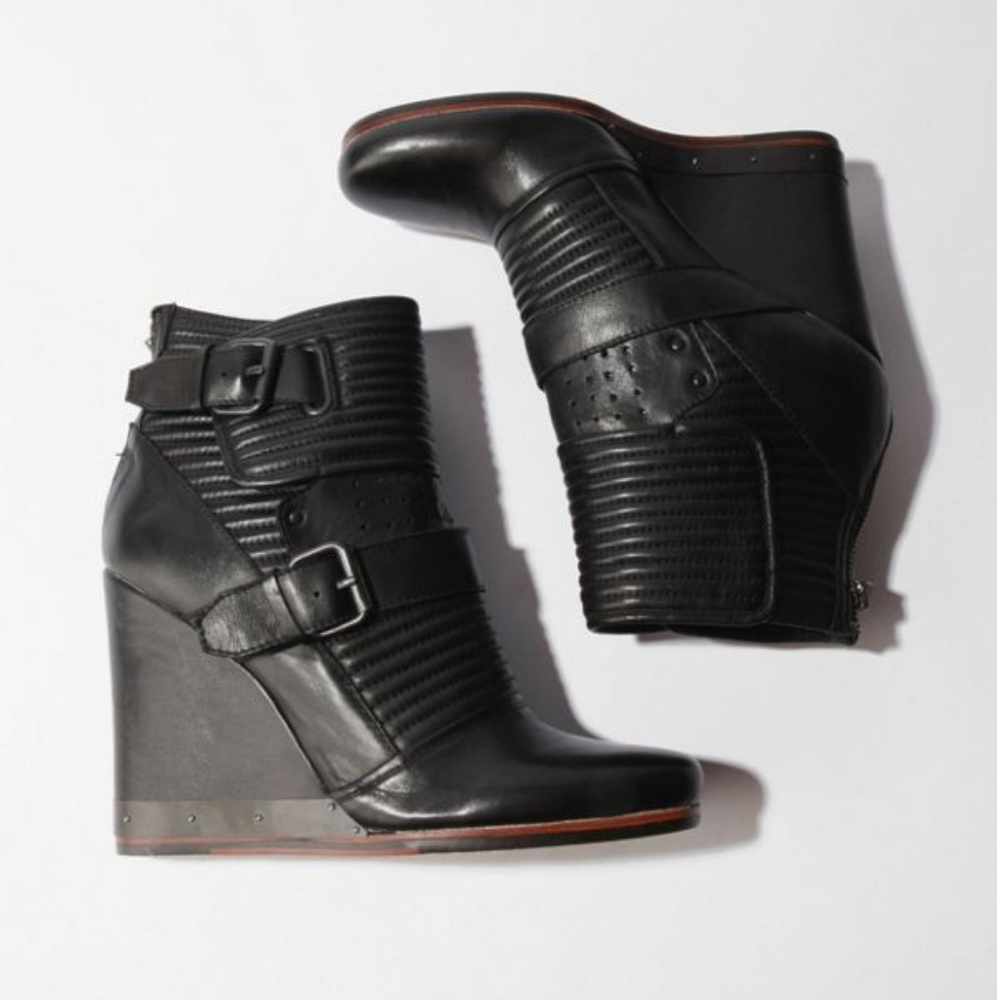 Moto wedge booties